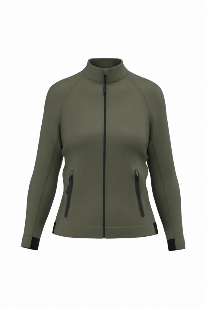 Damesjasje met opstaande kraag, sporty khaki — productfoto 9
