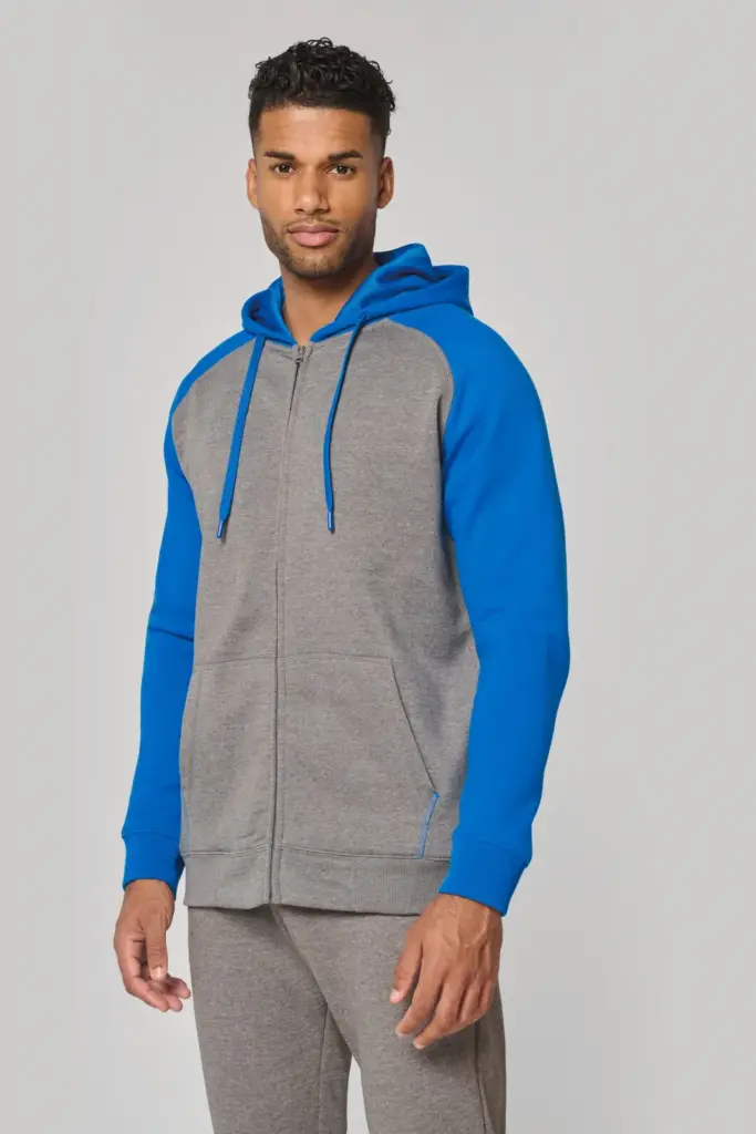 Tweekleurig sweatvest met capuchon unisex