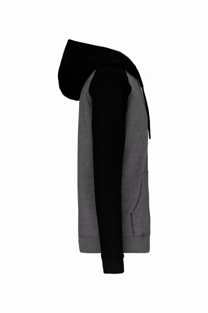 PS_PA380-S_GREYHEATHER-BLACK - Hidalgo Tweekleurig sweatvest met capuchon unisex, grey heather / black — productfoto 5