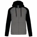 Tweekleurig sweatvest met capuchon unisex, grey heather / black — productfoto 6
