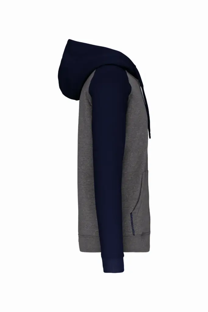 PS_PA380-S_GREYHEATHER-SPORTYNAVY - Hidalgo Tweekleurig sweatvest met capuchon unisex, grey heather / sporty navy — productfoto 6