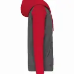 PS_PA380-S_GREYHEATHER-SPORTYRED - Hidalgo Tweekleurig sweatvest met capuchon unisex, grey heather / sporty red — productfoto 7