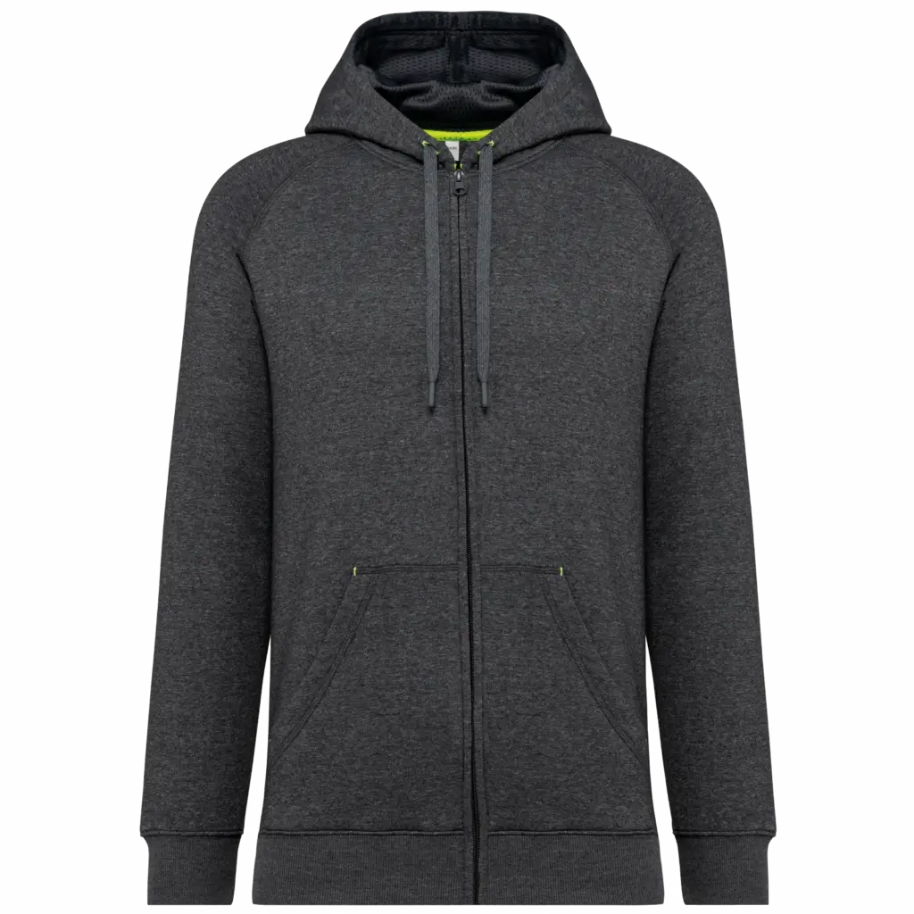 Unisex sweatvest met capuchon, dark grey heather — productfoto 7