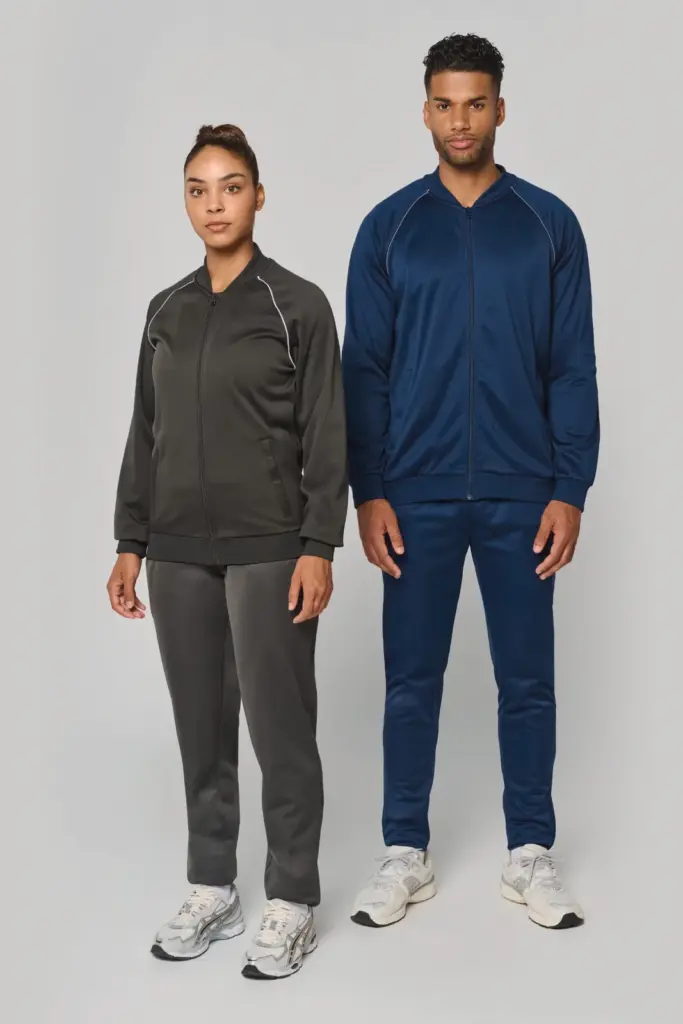 Unisex trainingsjasje met rits en biesje