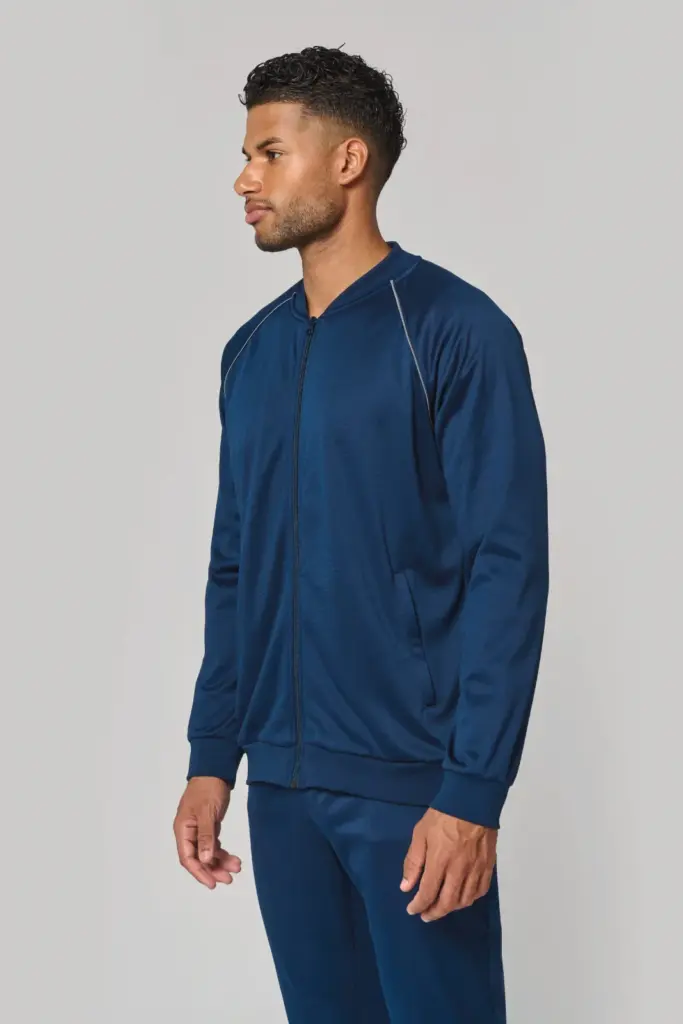 Unisex trainingsjasje met rits en biesje — productfoto 2