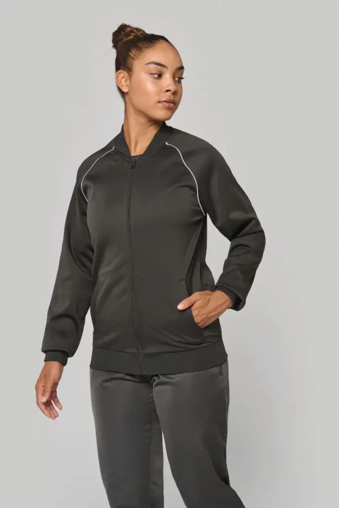 Unisex trainingsjasje met rits en biesje — productfoto 4