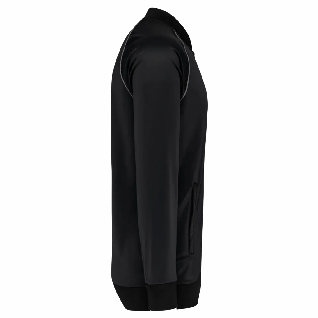 Unisex trainingsjasje met rits en biesje, black — productfoto 5