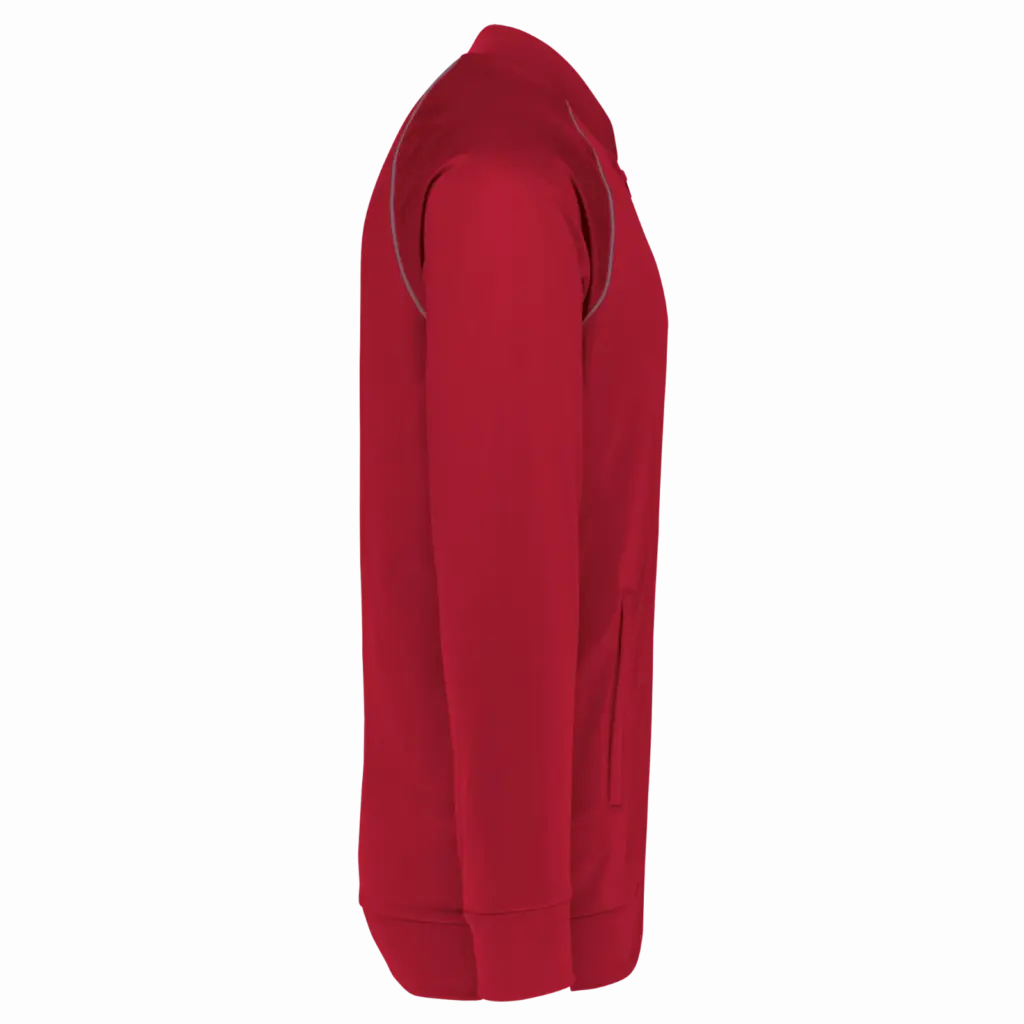Unisex trainingsjasje met rits en biesje, sporty red — productfoto 10