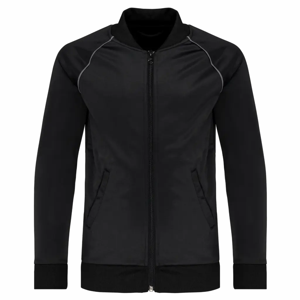 Kindertrainingsjasje met rits en biesje, black — productfoto 2