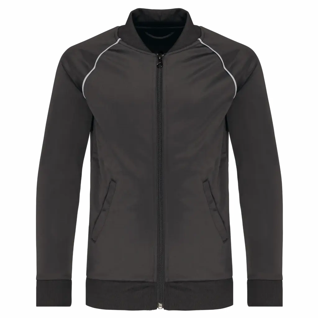 Kindertrainingsjasje met rits en biesje, dark grey — productfoto 3