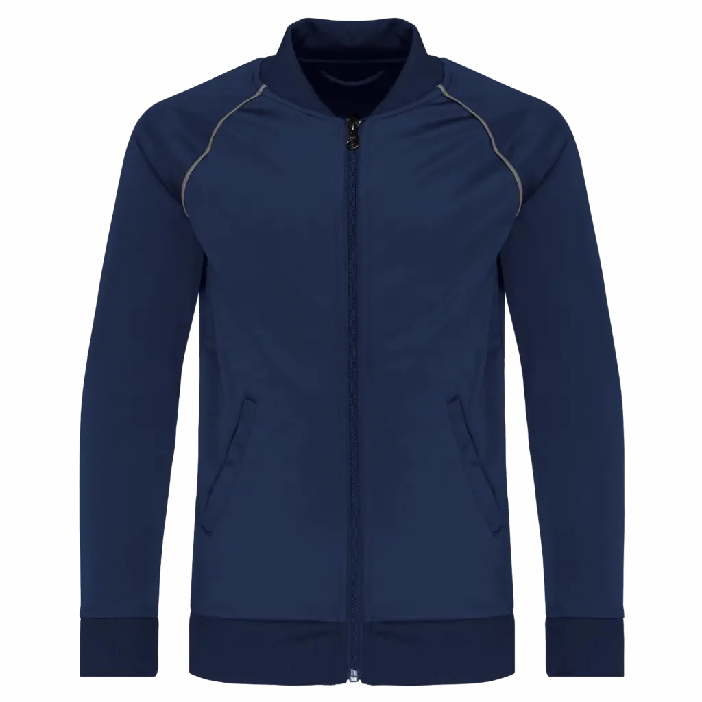 Kindertrainingsjasje met rits en biesje, sporty navy — productfoto 6