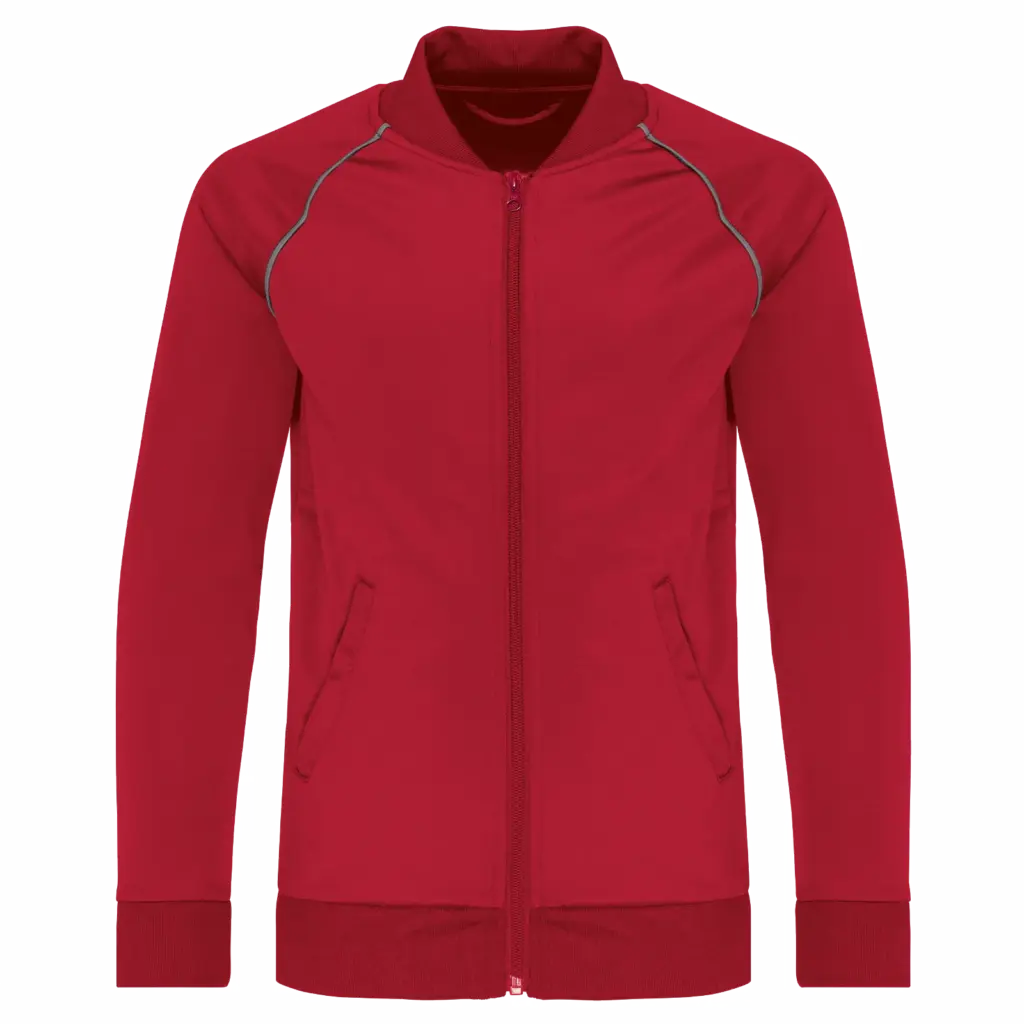 Kindertrainingsjasje met rits en biesje, sporty red — productfoto 7