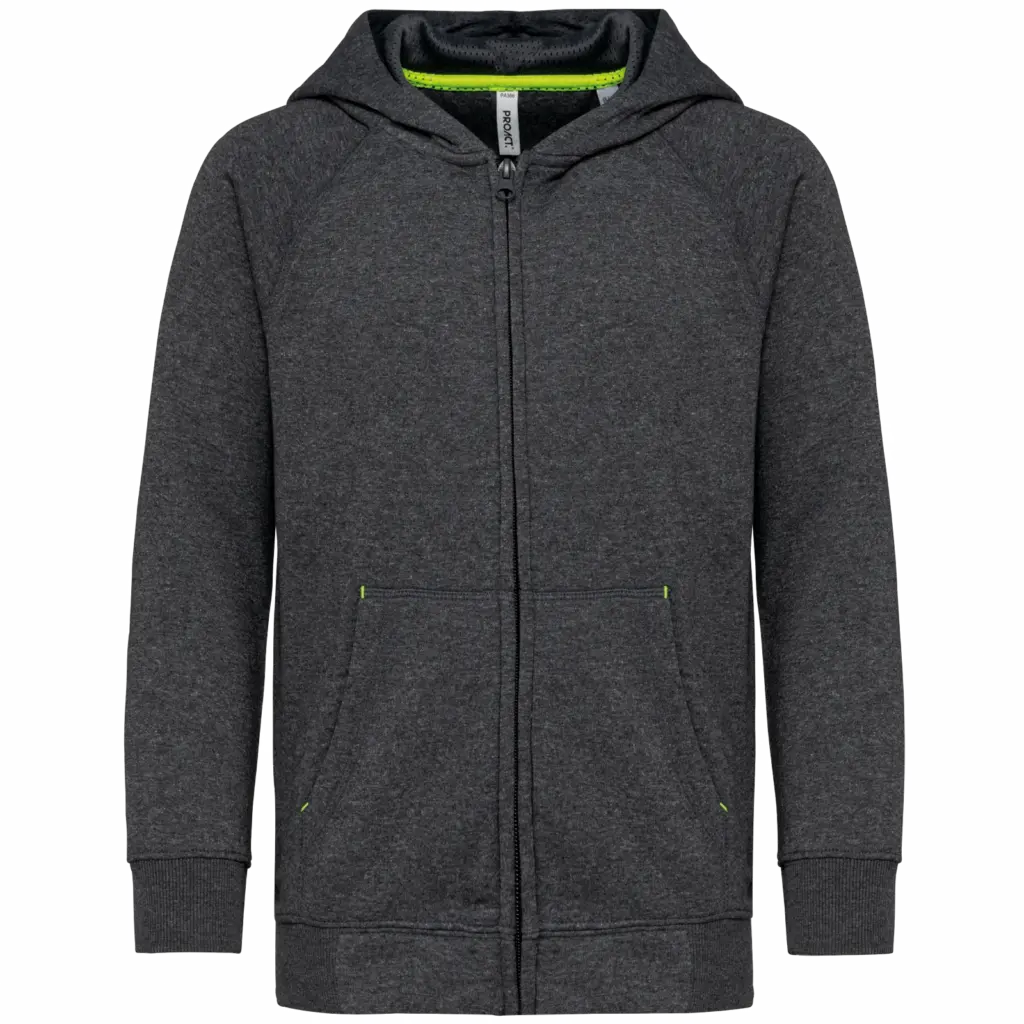 Kinder sweatvest met capuchon, dark grey heather — productfoto 3