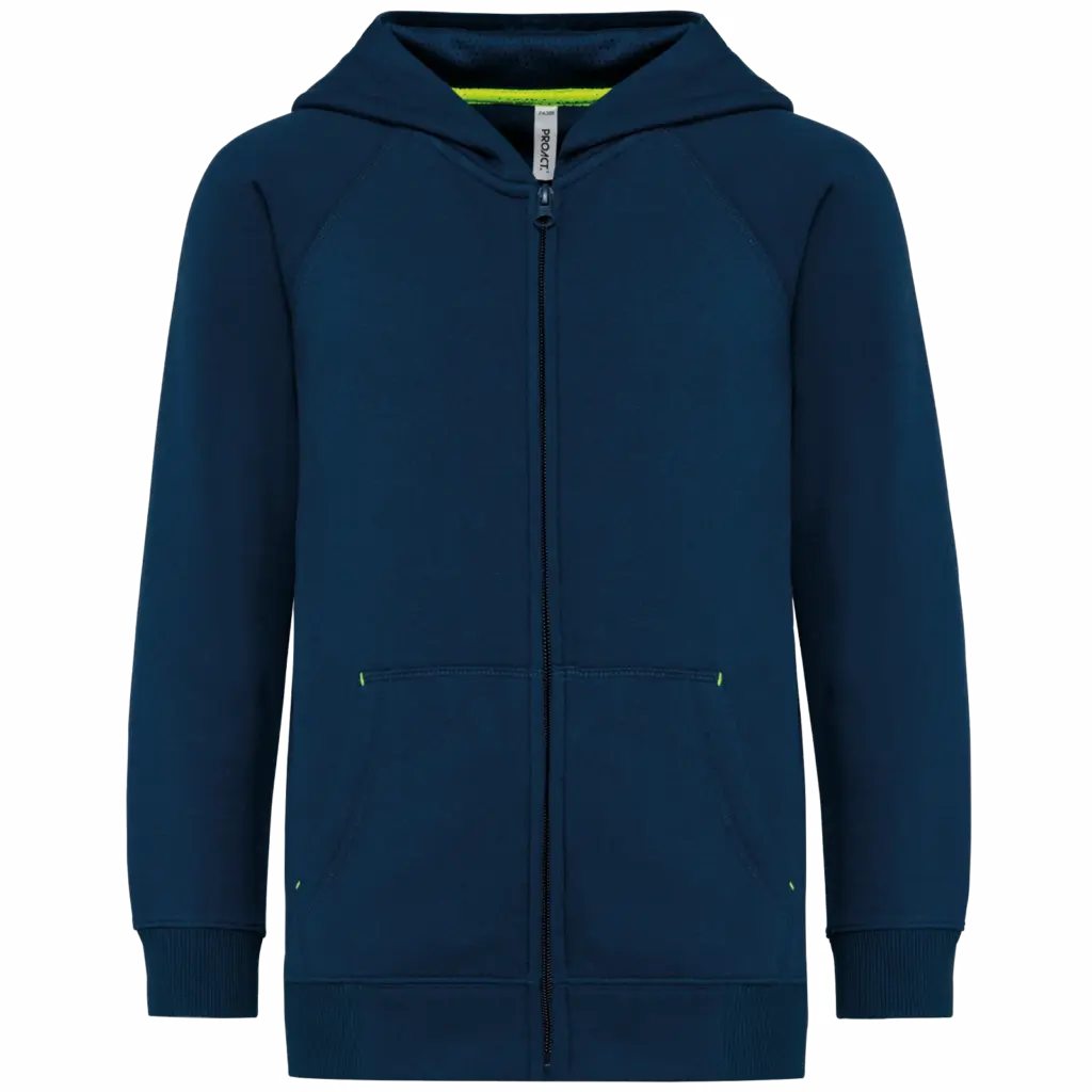 Kinder sweatvest met capuchon, sporty navy — productfoto 4