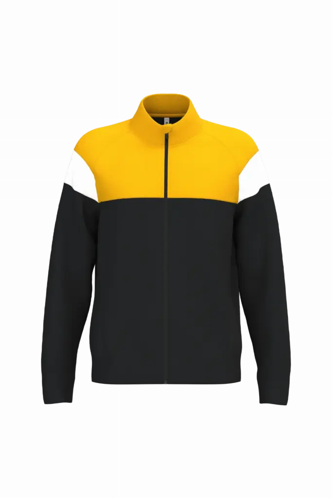 Uniseks trainingsjasje met rits, black / sporty yellow — productfoto 7