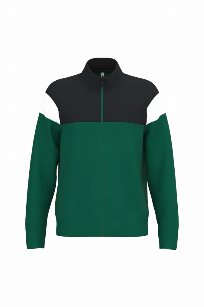 Uniseks trainingsjasje met rits, dark green / black — productfoto 8