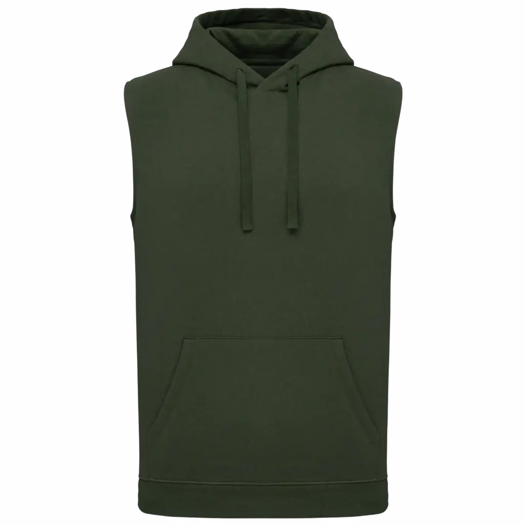 Unisex mouwloze hoodie, sporty khaki — productfoto 9