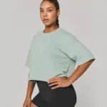 Cropped damessweater met korte mouwen en ronde hals