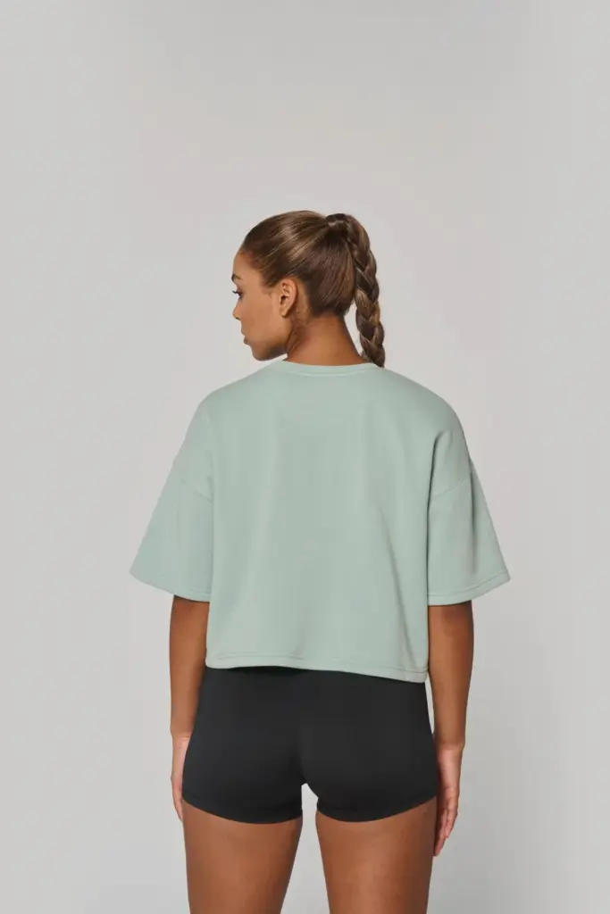 Cropped damessweater met korte mouwen en ronde hals — productfoto 2
