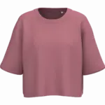 Cropped damessweater met korte mouwen en ronde hals, antique rose — productfoto 6