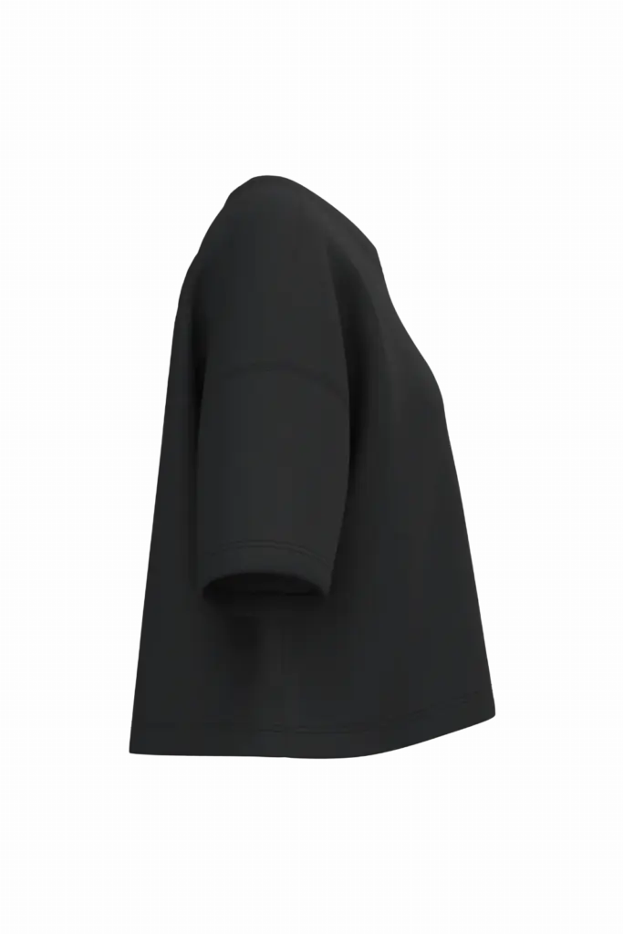 Cropped damessweater met korte mouwen en ronde hals, black — productfoto 6