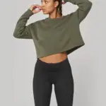Cropped damessweater met ronde hals