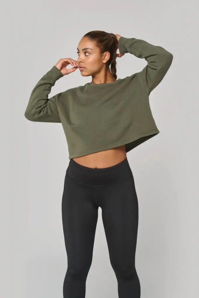 Cropped damessweater met ronde hals