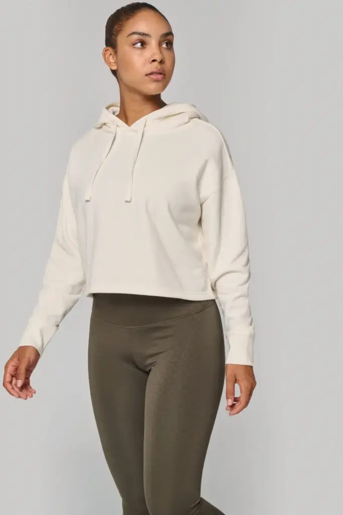 Cropped damessweater met capuchon