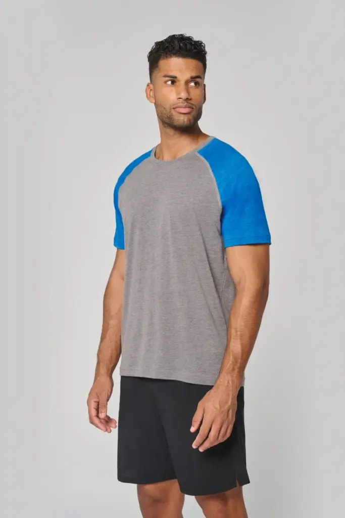 PA4010_2026 - Hidalgo Tweekleurig Triblend sport-T-shirt met korte mouwen volwassene — productfoto 2