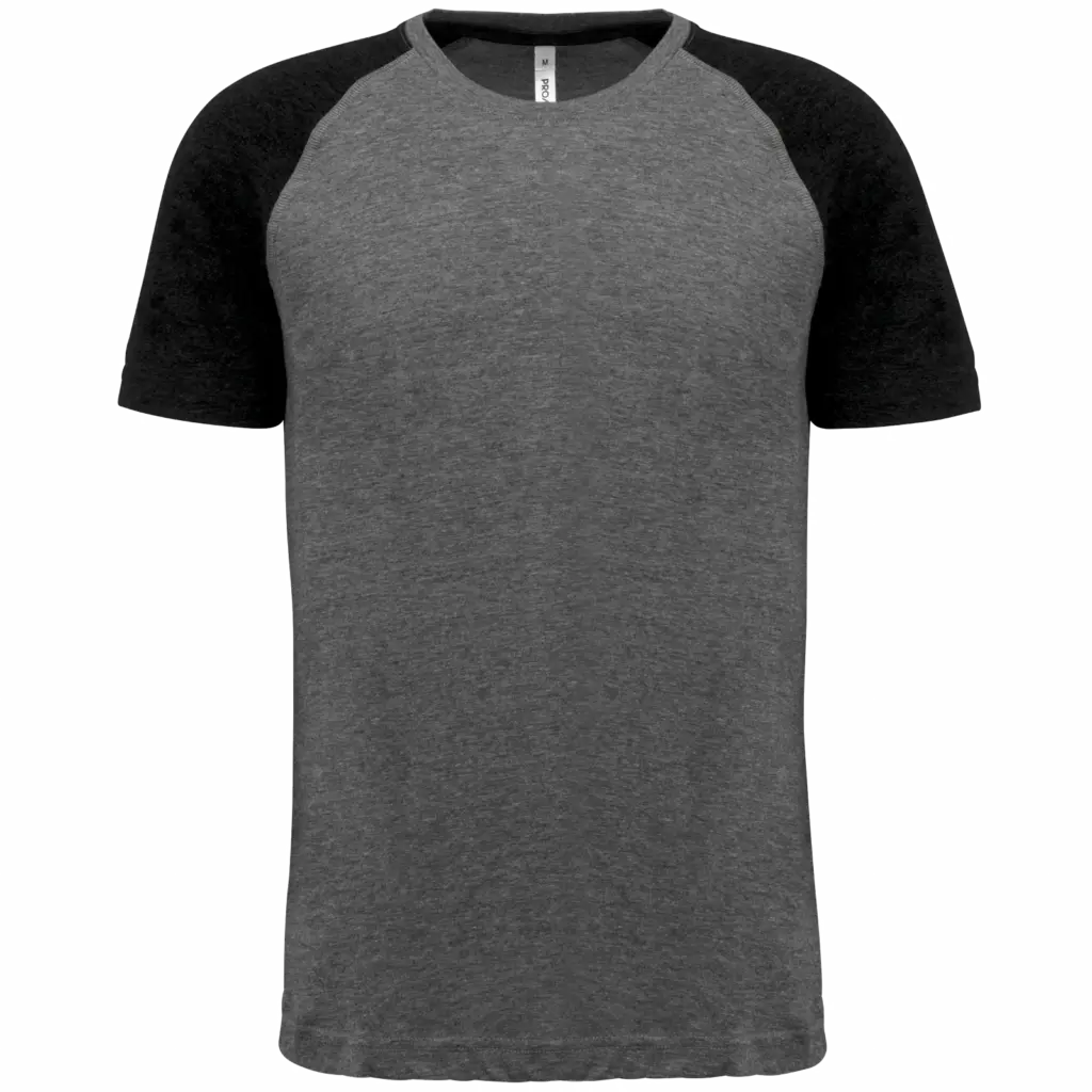 Tweekleurig Triblend sport-T-shirt met korte mouwen volwassene, grey heather / black heather — productfoto 6