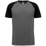 Tweekleurig Triblend sport-T-shirt met korte mouwen volwassene, grey heather / black heather — productfoto 6