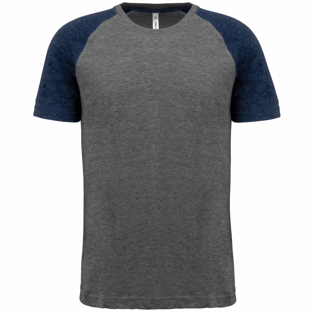 Tweekleurig Triblend sport-T-shirt met korte mouwen volwassene, grey heather / sporty navy heather — productfoto 7