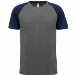 Tweekleurig Triblend sport-T-shirt met korte mouwen volwassene, grey heather / sporty navy heather — productfoto 7