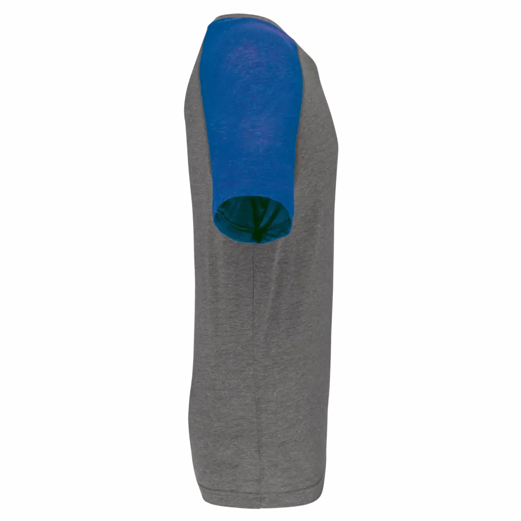 PS_PA4010-S_GREYHEATHER-SPORTYROYALBLUEHEATHER - Hidalgo Tweekleurig Triblend sport-T-shirt met korte mouwen volwassene, grey heather / sporty royal blue heather — productfoto 8