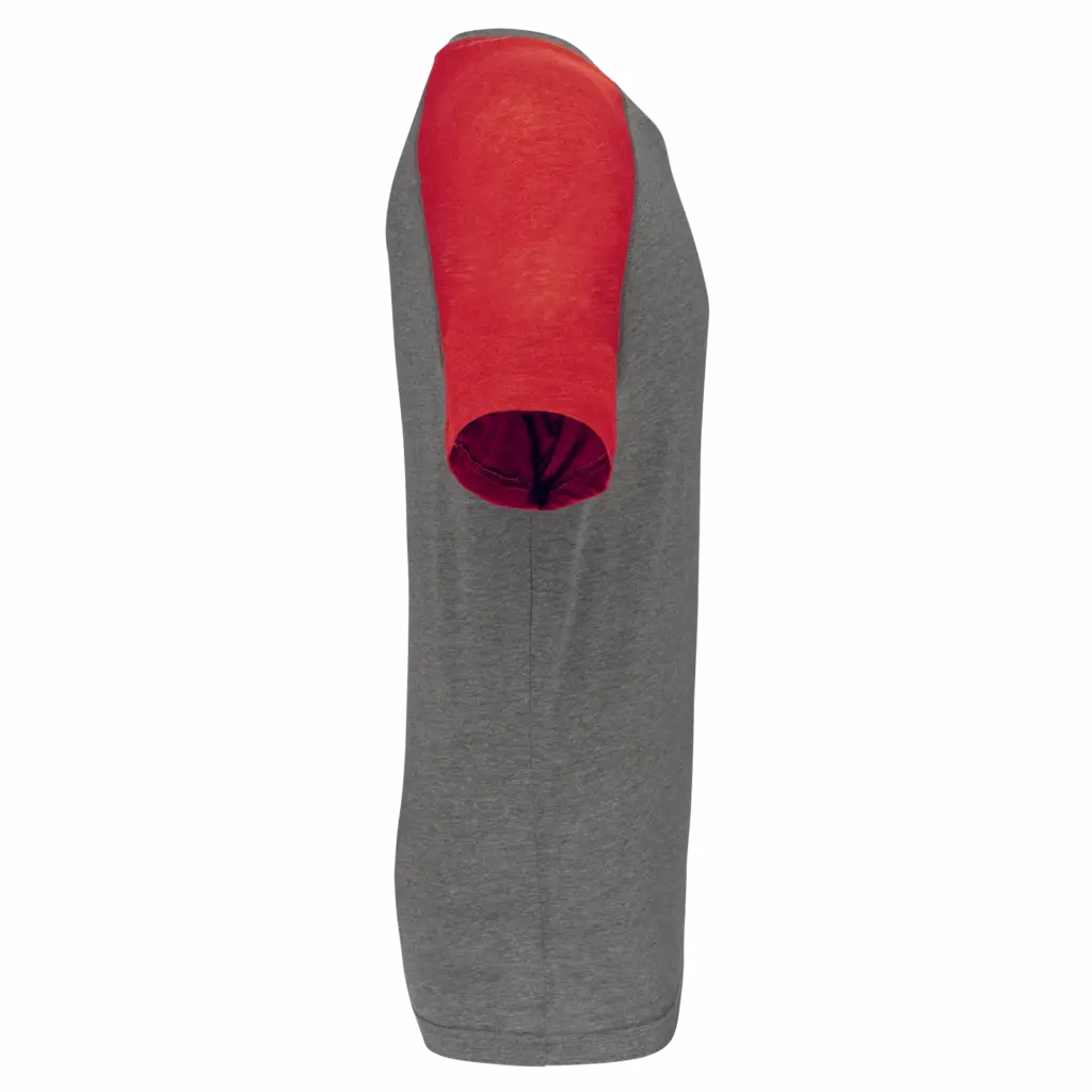 PS_PA4010-S_GREYHEATHER-SPORTYREDHEATHER - Hidalgo Tweekleurig Triblend sport-T-shirt met korte mouwen volwassene, grey heather / sporty red heather — productfoto 7