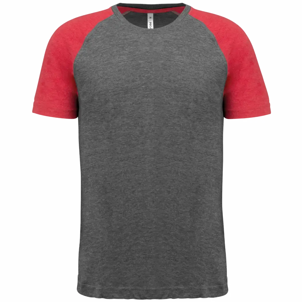Tweekleurig Triblend sport-T-shirt met korte mouwen volwassene, grey heather / sporty red heather — productfoto 8