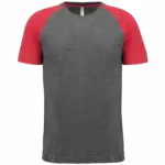 Tweekleurig Triblend sport-T-shirt met korte mouwen volwassene, grey heather / sporty red heather — productfoto 8