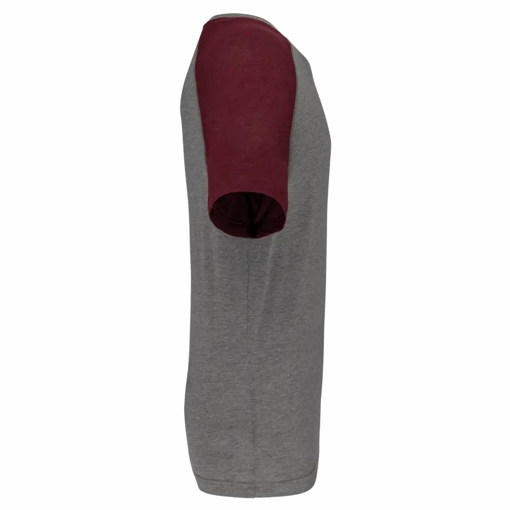 PS_PA4010-S_GREYHEATHER-WINEHEATHER - Hidalgo Tweekleurig Triblend sport-T-shirt met korte mouwen volwassene, grey heather / wine heather — productfoto 9