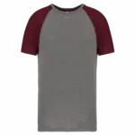 Tweekleurig Triblend sport-T-shirt met korte mouwen volwassene, grey heather / wine heather — productfoto 10