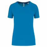 Gerecycled damessport-T-shirt met ronde hals, aqua blue — productfoto 8