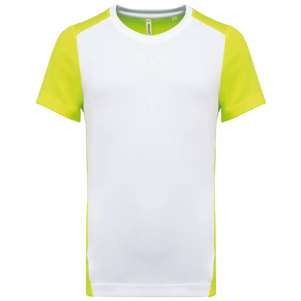 Ecologisch sport-T-shirt in twee kleuren voor heren, white / fluorescent yellow — productfoto 8