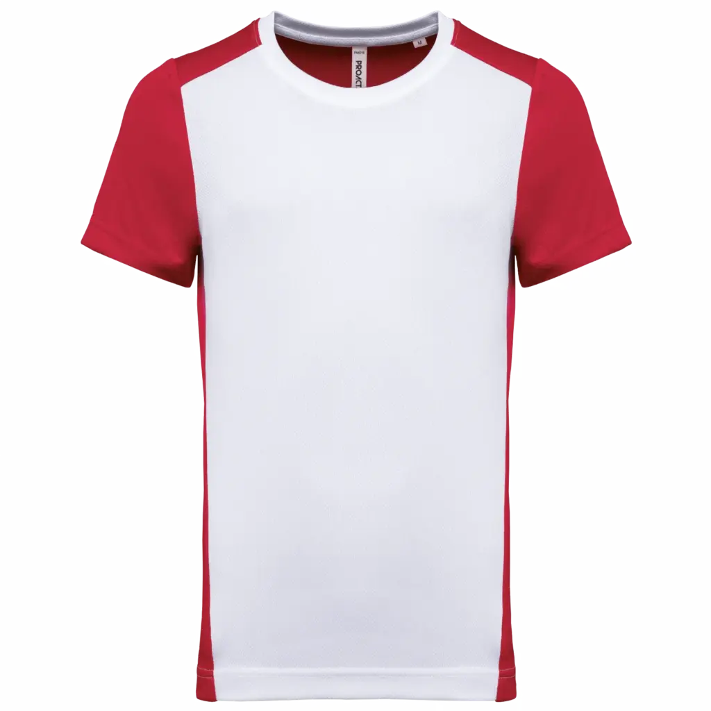 Ecologisch sport-T-shirt in twee kleuren voor heren, white / red — productfoto 10