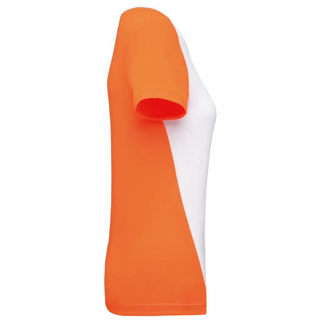 PS_PA4015-S_WHITE-FLUORESCENTORANGE - Hidalgo Ecologisch sport-T-shirt in twee kleuren voor dames, white / fluorescent orange — productfoto 4