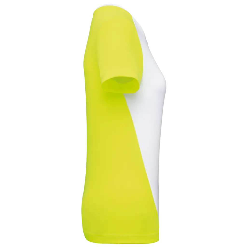 PS_PA4015-S_WHITE-FLUORESCENTYELLOW - Hidalgo Ecologisch sport-T-shirt in twee kleuren voor dames, white / fluorescent yellow — productfoto 5