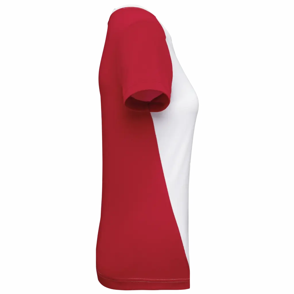 PS_PA4015-S_WHITE-RED - Hidalgo Ecologisch sport-T-shirt in twee kleuren voor dames, white / red — productfoto 7