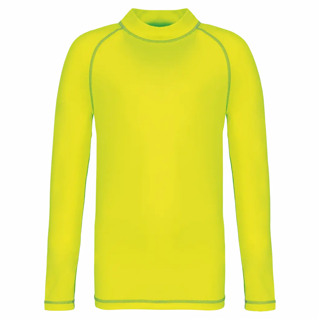 Technisch kinder-T-shirt met lange mouwen en anti-UV-bescherming, fluorescent yellow — productfoto 6