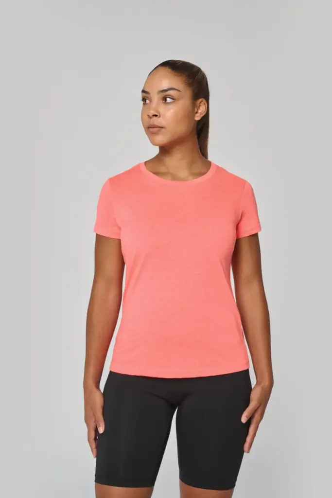Damessport-T-shirt triblend met ronde hals