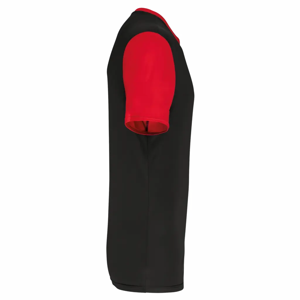 Multisport T-shirt met korte mouwen in twee kleuren voor kinderen, black / sporty red — productfoto 2