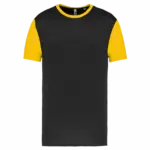 Multisport T-shirt met korte mouwen in twee kleuren voor kinderen, black / sporty yellow — productfoto 4