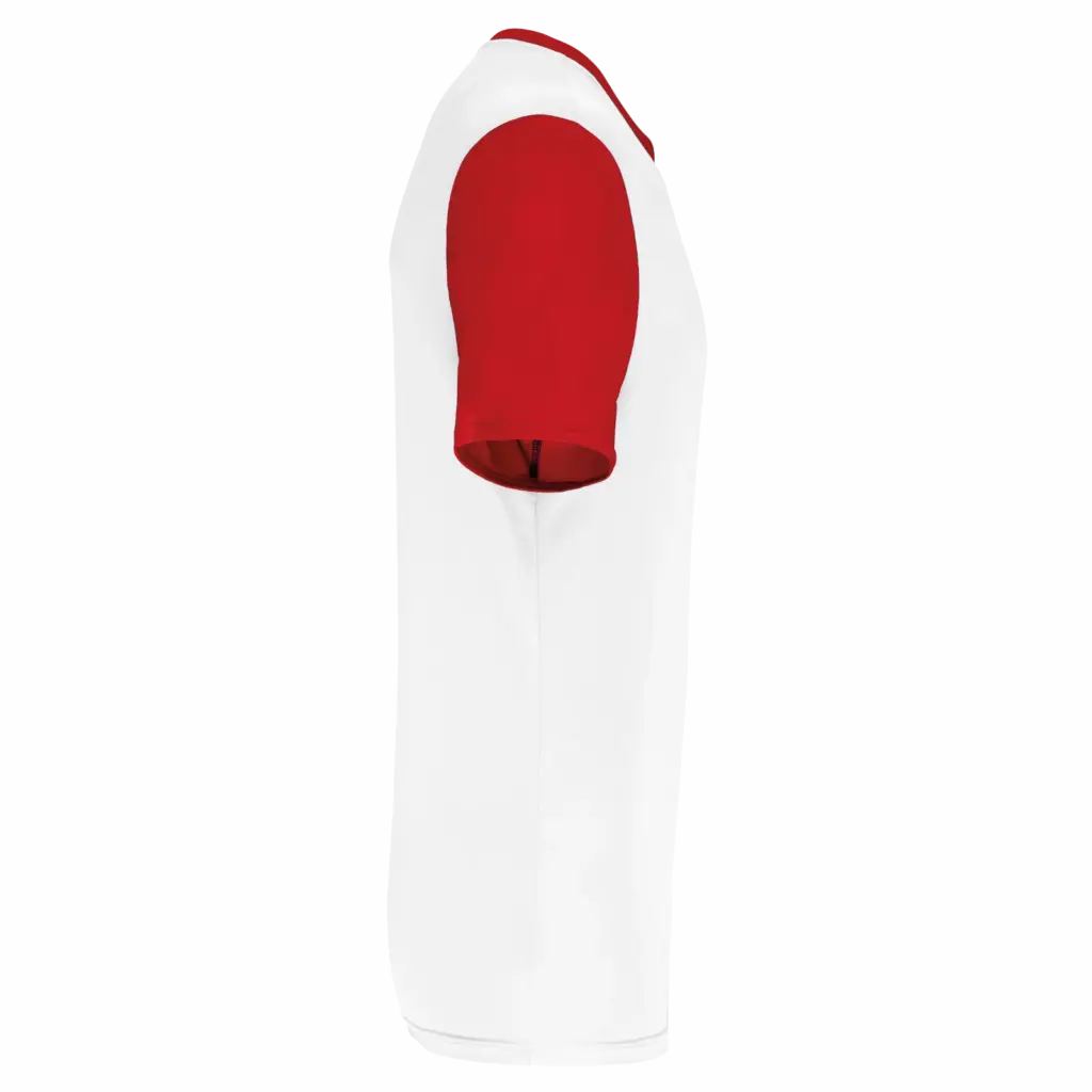 PS_PA4024-S_WHITE-SPORTYRED - Hidalgo Multisport T-shirt met korte mouwen in twee kleuren voor kinderen, white / sporty red — productfoto 16